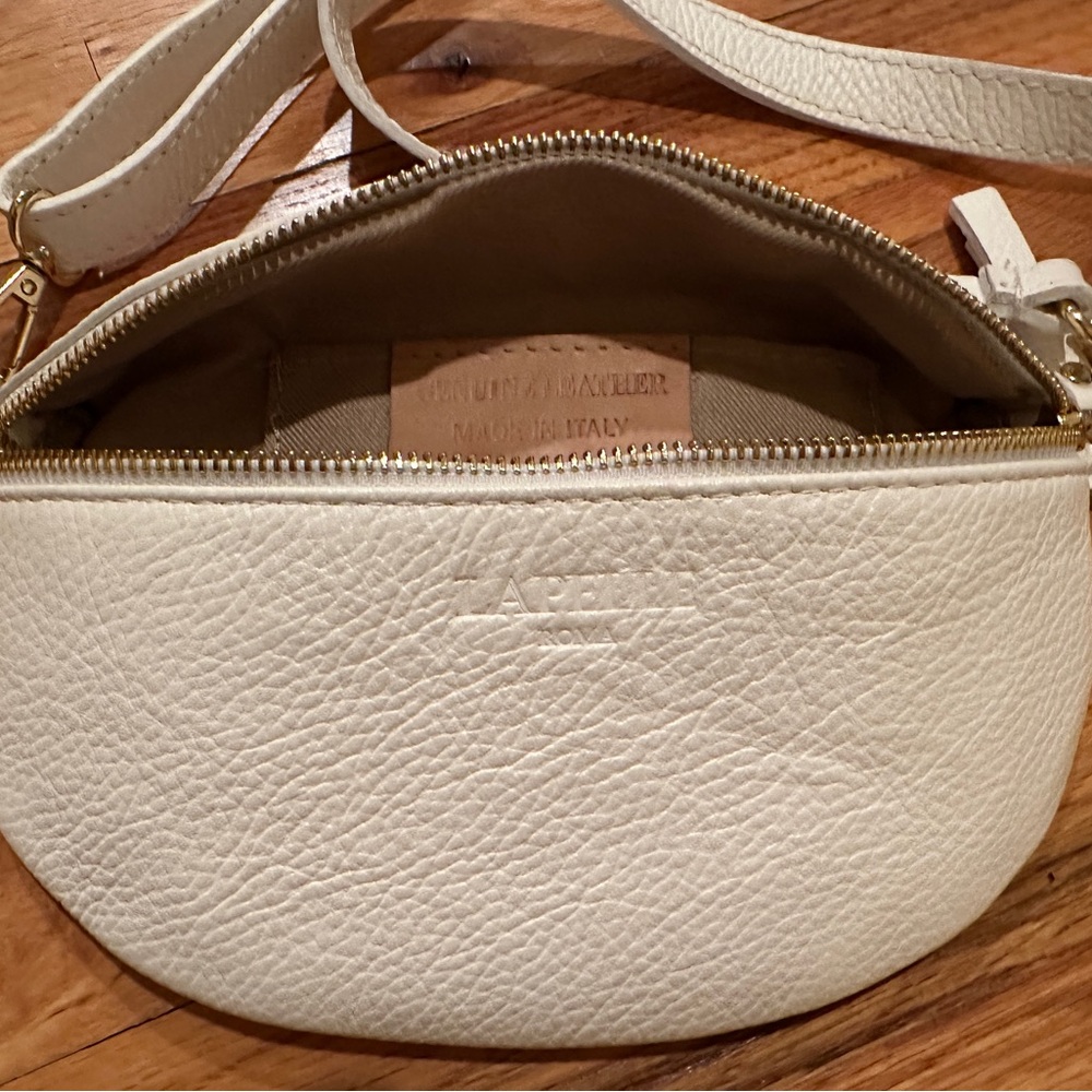 LaPelle made in Italy Leather White Crossbody, sling, fanny pack bag